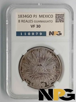 1834Go PJ Mexico 8 Reales 1834Go PJ Mexico 8 Reales