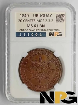 1840 Uruguay 20 Centesimos 2.3.2
