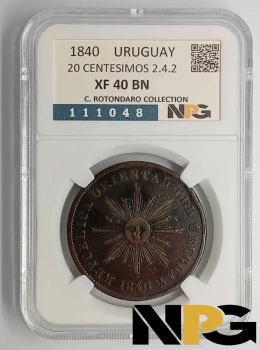 1840 Uruguay 20 Centesimos 2.4.2