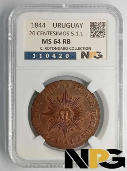 1844 Uruguay 20 Centesimos 5.1.1.