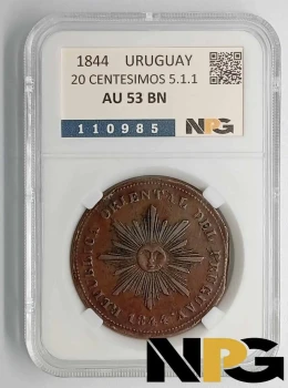 1844 Uruguay 20 CENTESIMOS 5.1.1