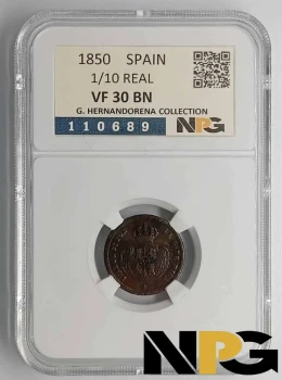 1850 SPAIN  1/10 DE REAL