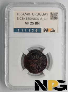 1854 Uruguay 5 Centesimos 8.1.1.