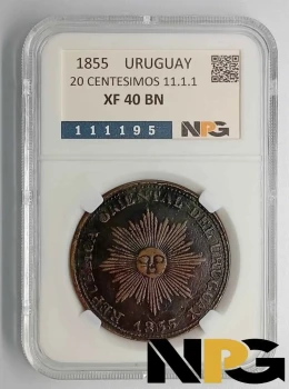 1855 Uruguay 20 Centésimos 11.1.1