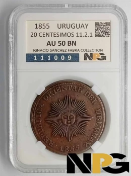 1855 Uruguay 20 Centésimos 11.2.1