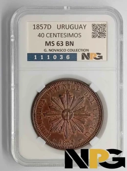 1857D Uruguay 40 Centesimos