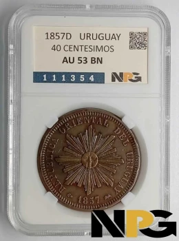 1857D Uruguay 40 Centesimos 1857D Uruguay 40 Centesimos