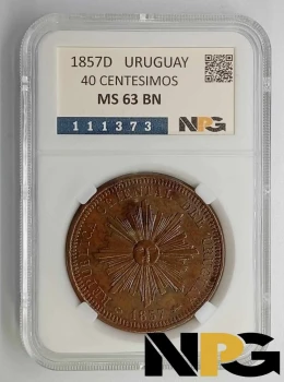 1857D Uruguay 40 Centesimos
