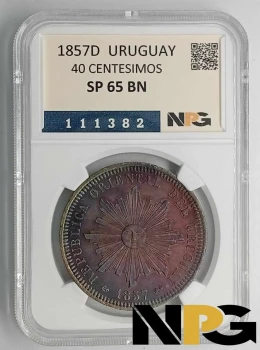 1857D Uruguay 40 Centesimos 1857D Uruguay 40 Centesimos