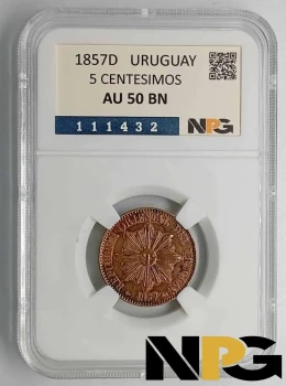 1857D Uruguay 5 Centesimos