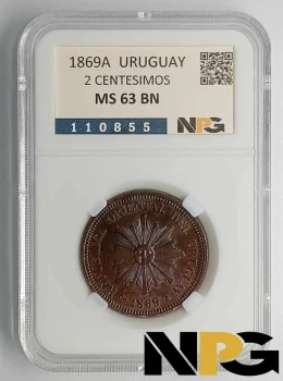 1869A Uruguay 2 Centesimos