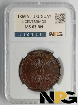 1869A Uruguay 4 Centesimos