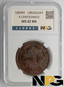 1869H Uruguay 4 Centesimos