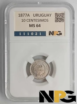 1877A Uruguay 10 Centesimos