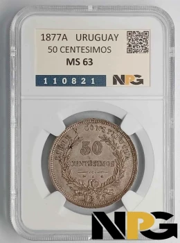 1877A Uruguay 50 Centesimos