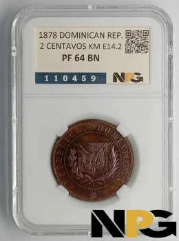 1878 Dominican R.  2 CENTAVOS KM E 14.2