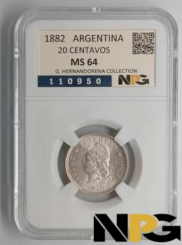 1882 Argentina 20 Centavos 1882 Argentina 20 Centavos