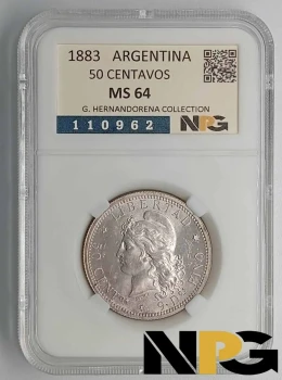 1883 Argentina 50 Centavos