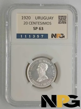 1920 Uruguay 20 Centesimos