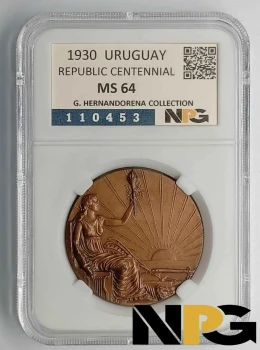1930 Uruguay  URUGUAY REPUBLIC CENTENNIAL MEDAL