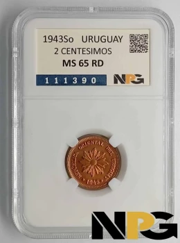 1943So Uruguay 2 Centesimos 1943So Uruguay 2 Centesimos