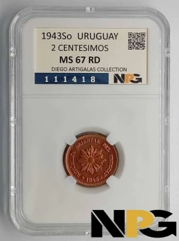 1943So Uruguay 2 Centesimos 1943So Uruguay 2 Centesimos