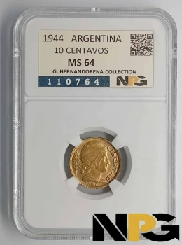 1944 Argentina 10 Centavos 1944 Argentina 10 Centavos