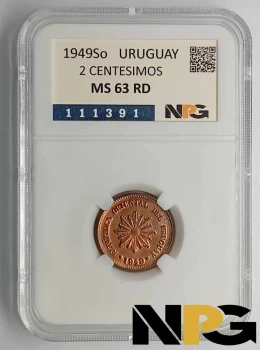 1949So Uruguay 2 Centesimos 1949So Uruguay 2 Centesimos