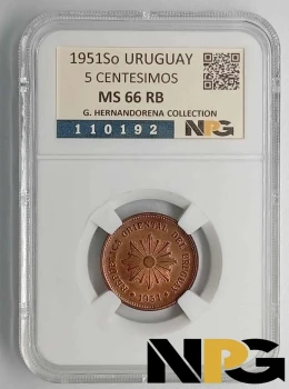1951s Uruguay 5 Centesimos