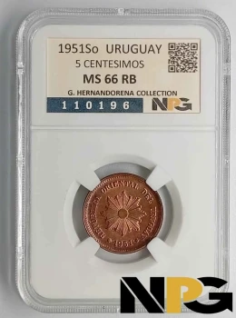 1951s Uruguay 5 Centesimos