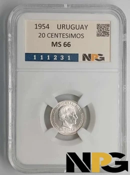 1954 Uruguay 20 Centesimos 1954 Uruguay 20 Centesimos