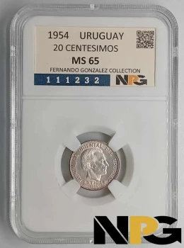 1954 Uruguay 20 Centesimos 1954 Uruguay 20 Centesimos