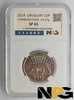 2014 Uruguay 10 Pesos Stainless Steel 10.37 g