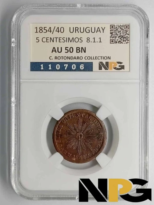 1854 Uruguay 5 Centesimos 8.1.1