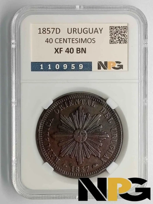 1857D Uruguay 40 Centesimos