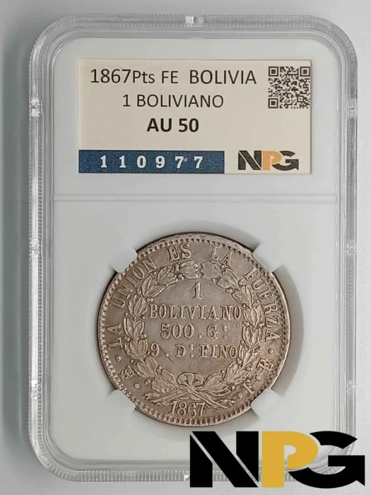 1867PTS FE Bolivia 1 BOLIVIANO