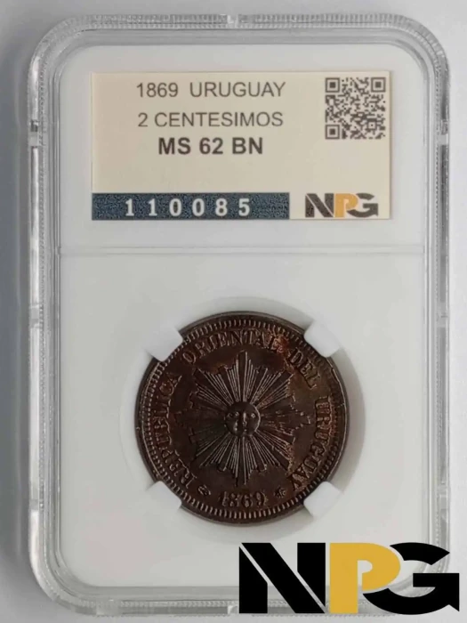 1869 Uruguay 2 Centesimos