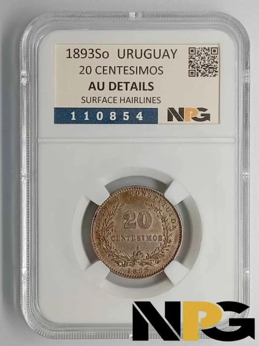 1893So Uruguay 20 Centesimos