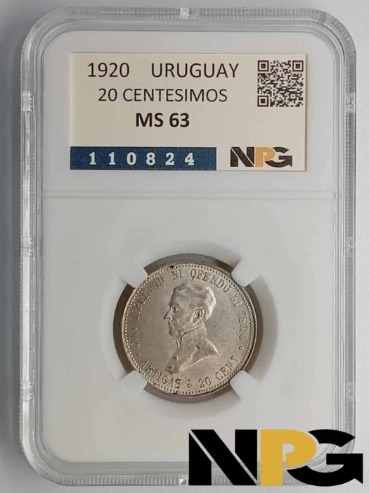1920 Uruguay 20 Centesimos