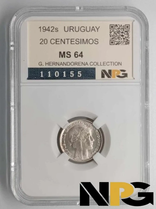 1942s Uruguay 20 Centesimos
