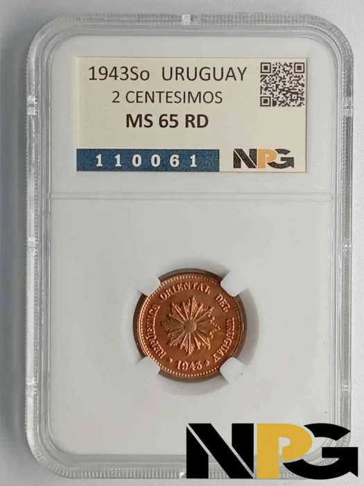 1943 Uruguay 2 Centesimos